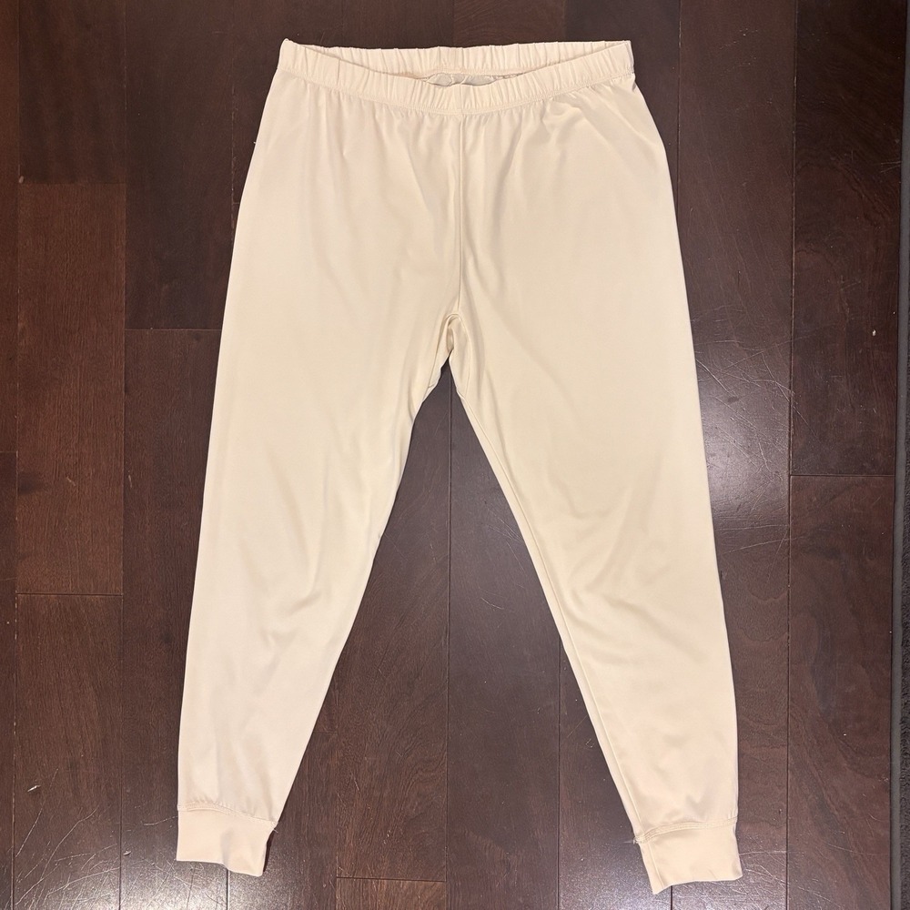 L.L. Bean Women's Simple Soft Base Layer Pants Joggers Large Ivory Outdoors‎ EUC
